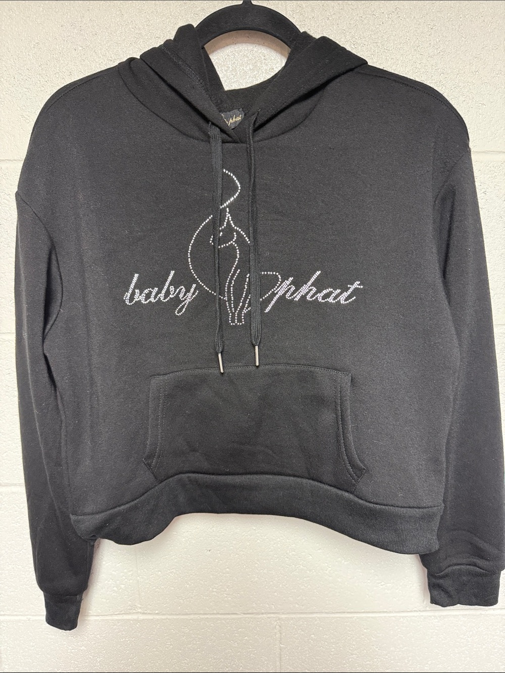 Baby Phat Cropped Black Hoodie with Logo Sz Med - Picture 1 of 12